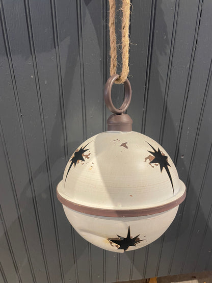 9” Metal White Hanging Bell