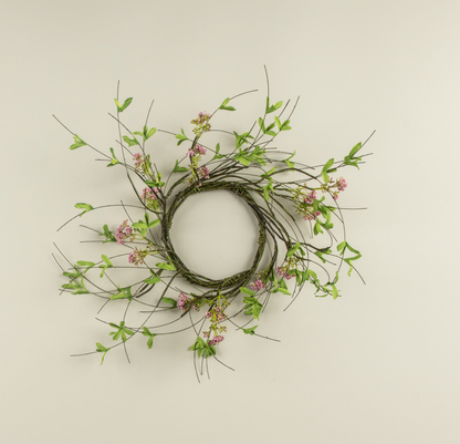 14” Pink Boxwood & Wildflower Vine Candle Ring