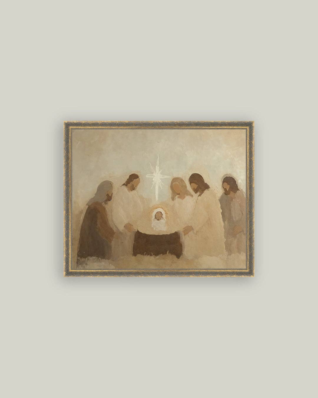 Neutral Nativity Framed Antique Art