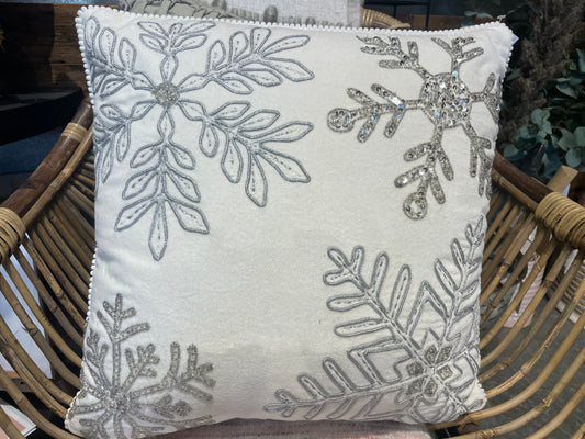 Silver Snowflake Accent Pillow