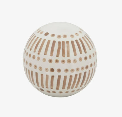 6” Brown/Tan Ceramic Round Line Orb