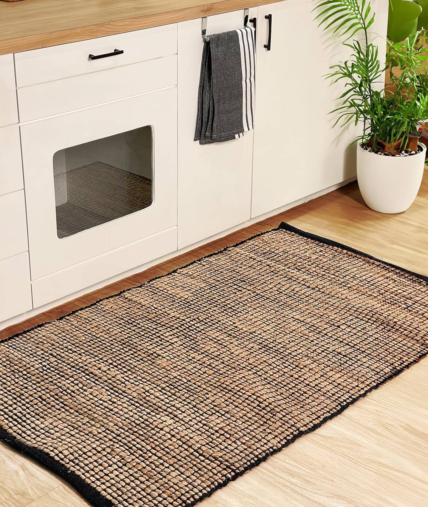 Monterey Jute/Cotton Rug-Natural Jute/Black-3'x5'