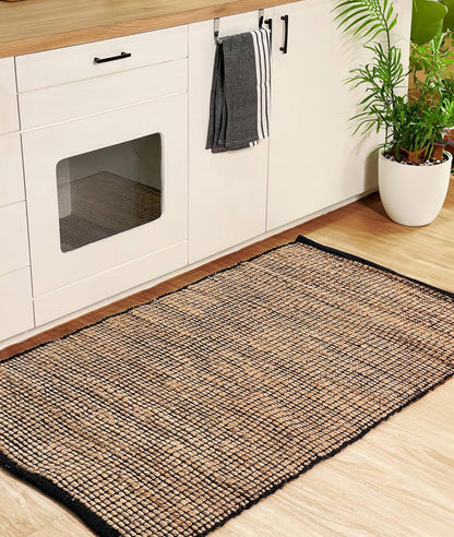 Monterey Jute/Cotton Rug-Natural Jute/Black-3'x5'