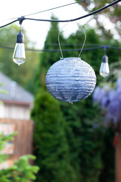 Stella Globe 8" Solar Lantern - Metallic Blue