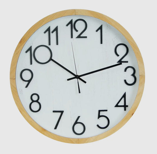 Round Clock w/ Wood Frame