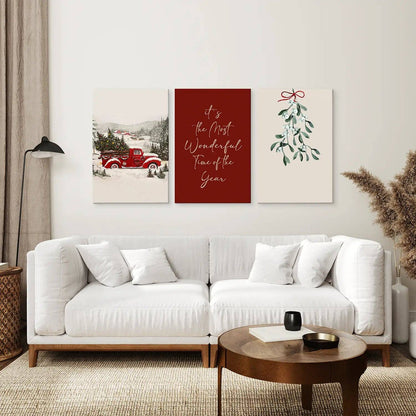 8” x 10” Winter Holiday Landscape Wall Art Print-Set/3-No Frames