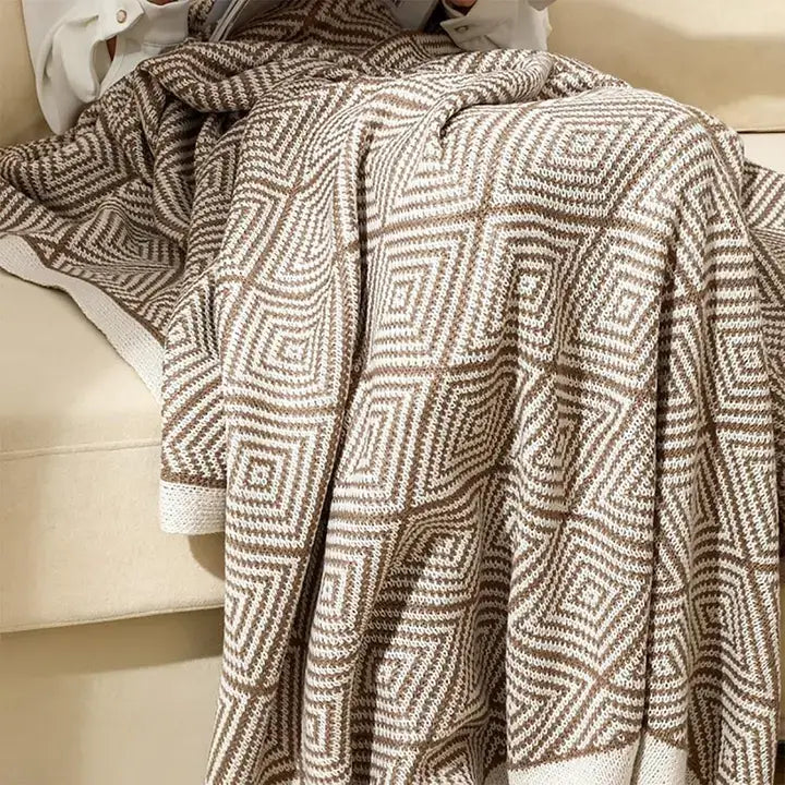 Taupe Geometric Diamond 50"x60" Throw Blanket