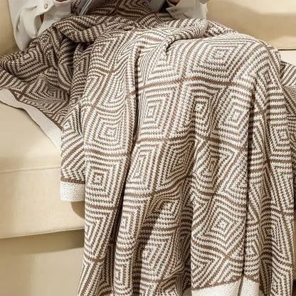 Taupe Geometric Diamond 50"x60" Throw Blanket