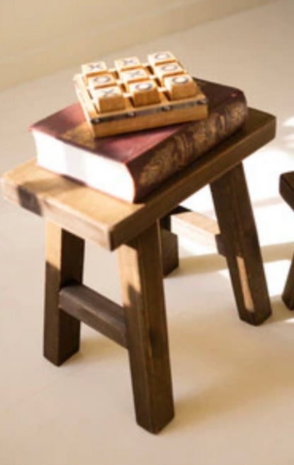 DARK BROWN RECTANGLE WOOD STOOL