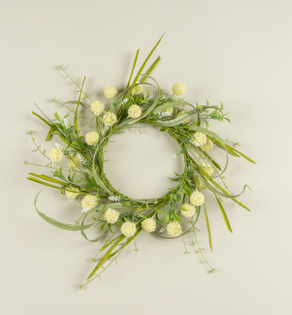 14” Pale Yellow Pom Pom Candle Ring