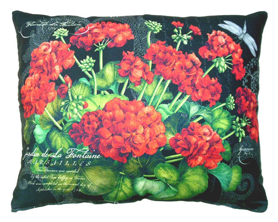Pillow - Red Geranium (Black) - indoor / outdoor cushion