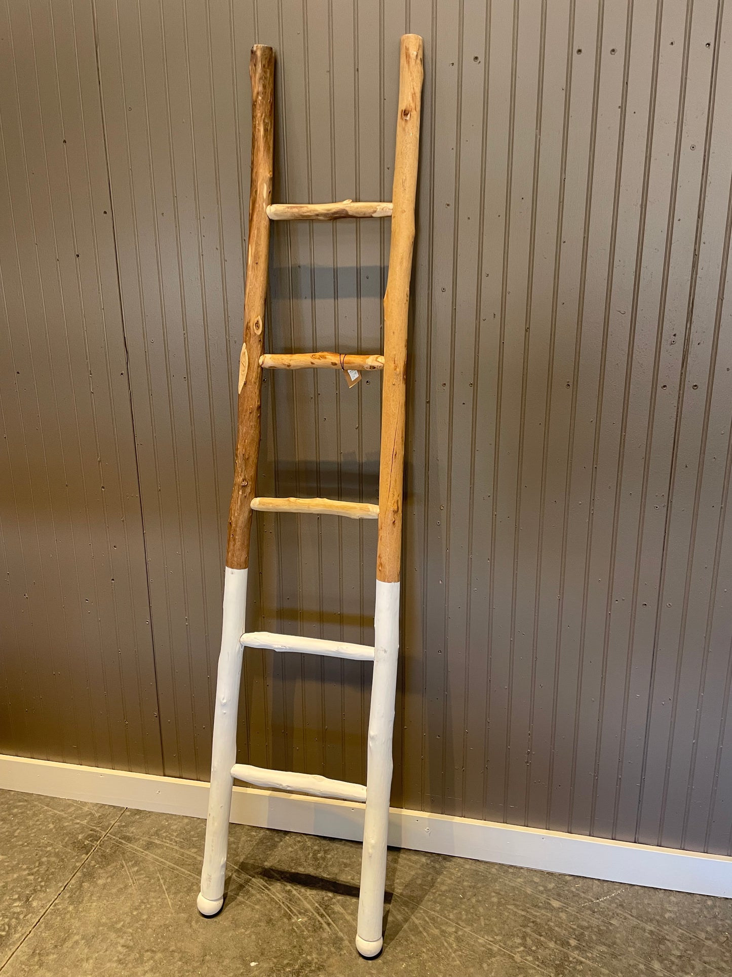 White Dipped Wood Decorative Ladder