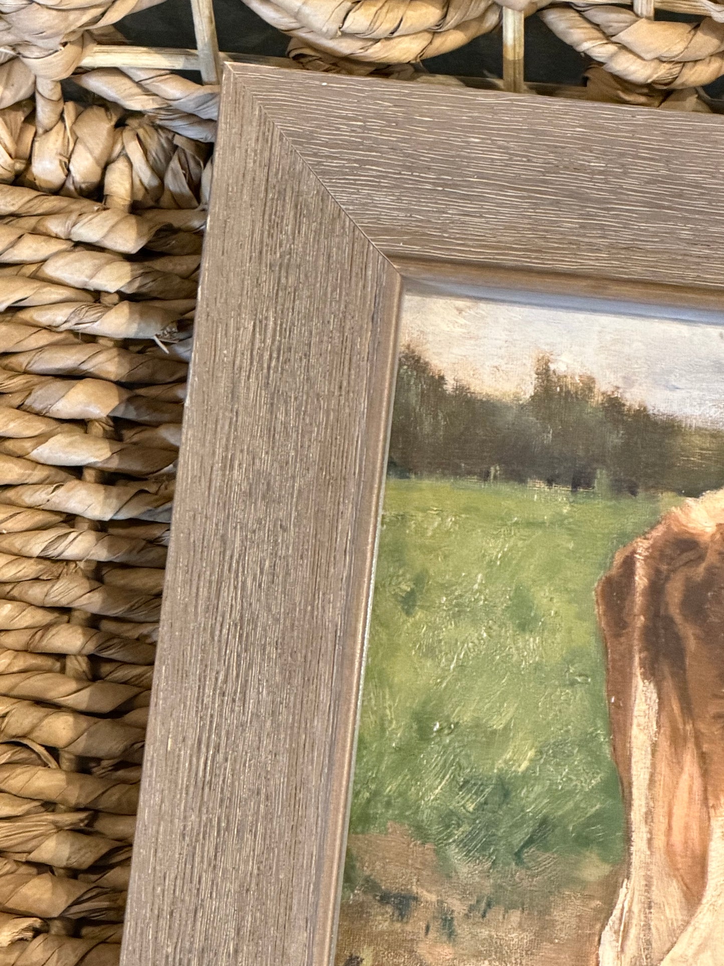 Vintage cow oil painting