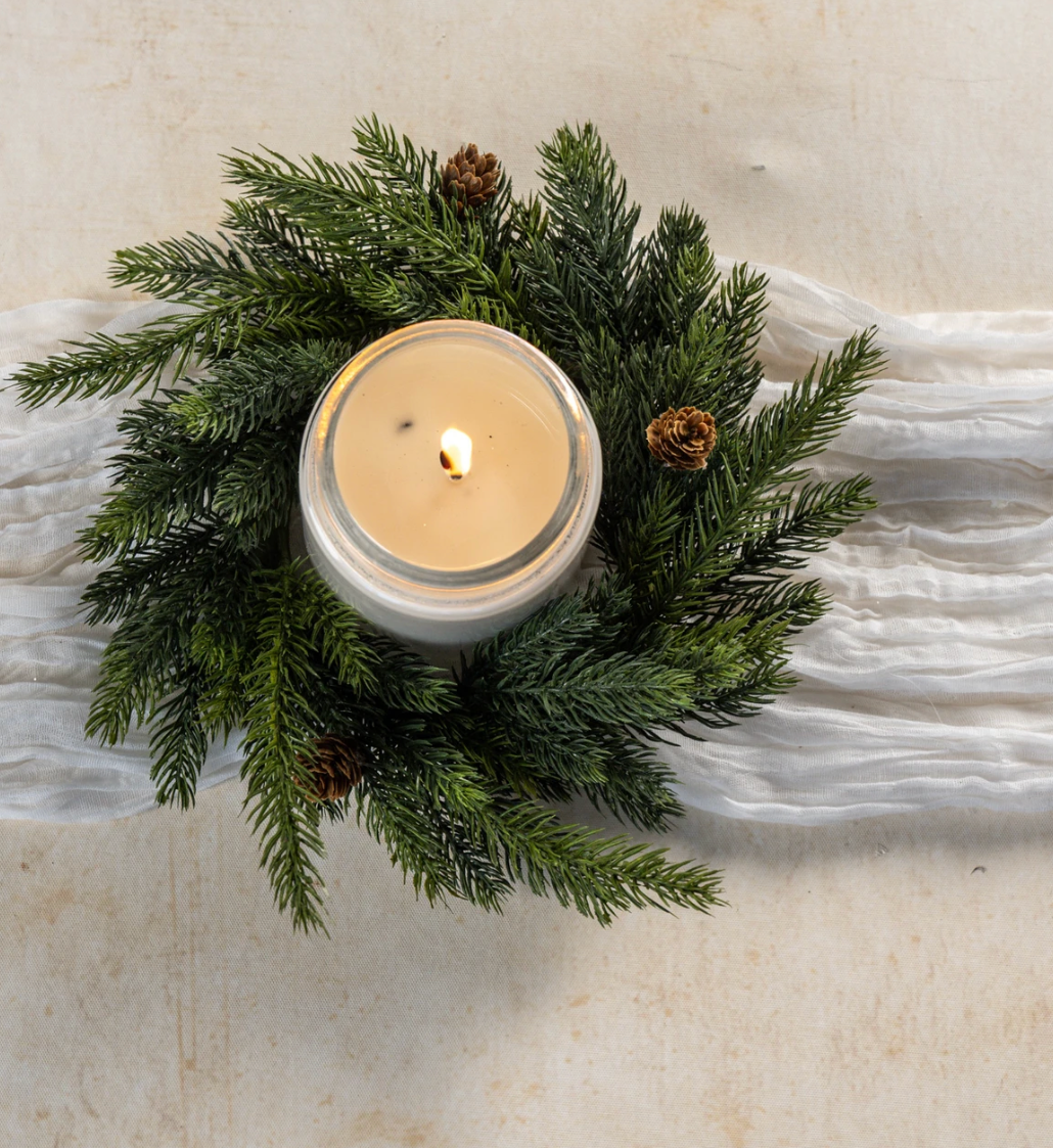 11” White Spruce Candle Ring