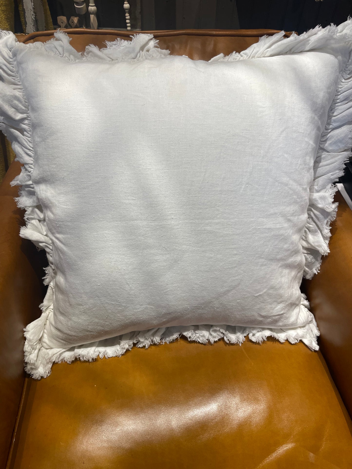 Ruffled Ivory Pillow