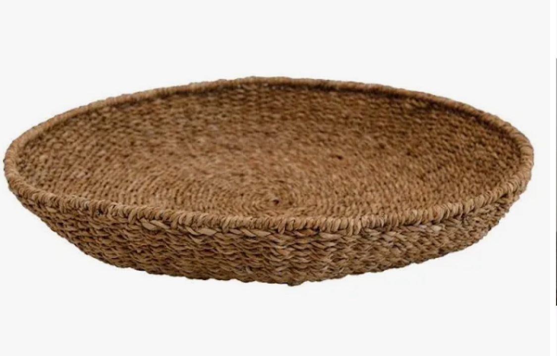 22.25” Round Seagrass & Iron Frame Tray