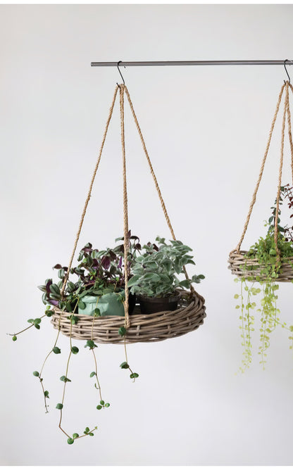 Round Rattan Rope Hanging Basket-Large