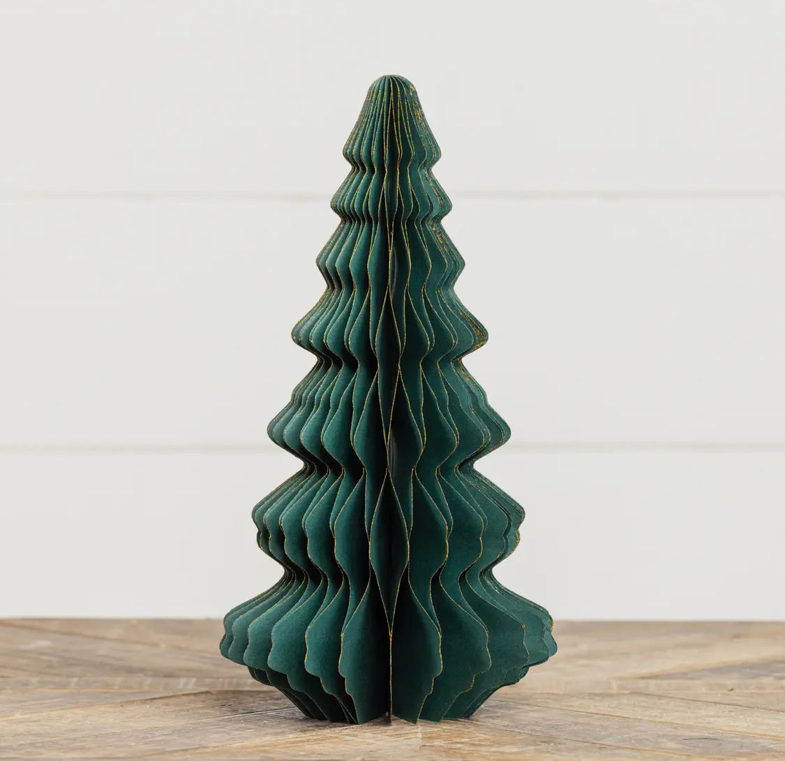 20.5” Emerald Green w/Gold Trim Paper Tree