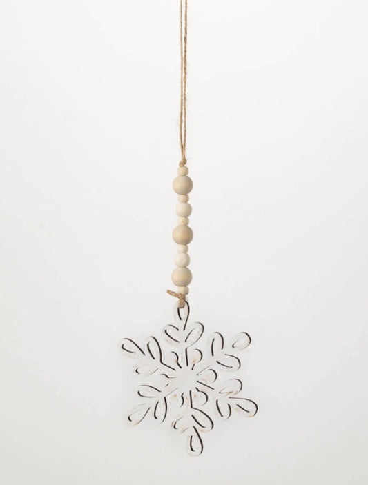 Wood Bead Snowflake Ornament