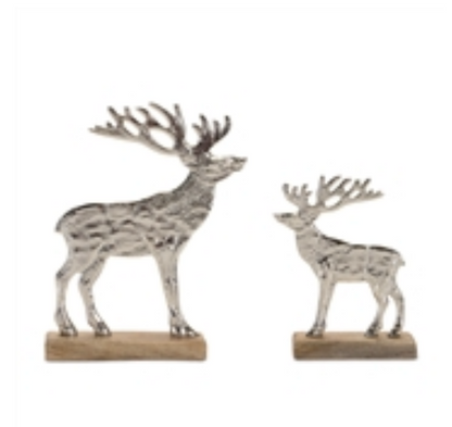Aluminum Deers On Wood Vase
