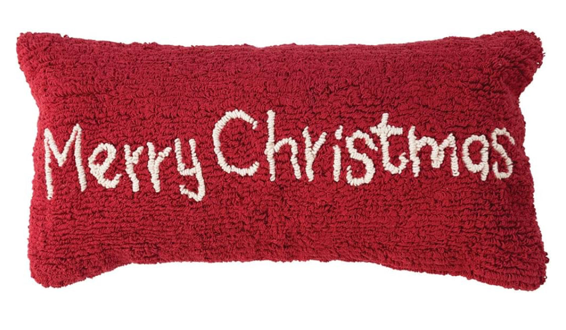 “Merry Christmas” Cotton Punch Hook Lumbar Pillow