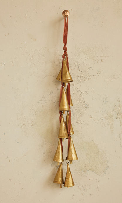 16”H Velvet Ribbon Door Hanger w/10 Cone Shaped Bells