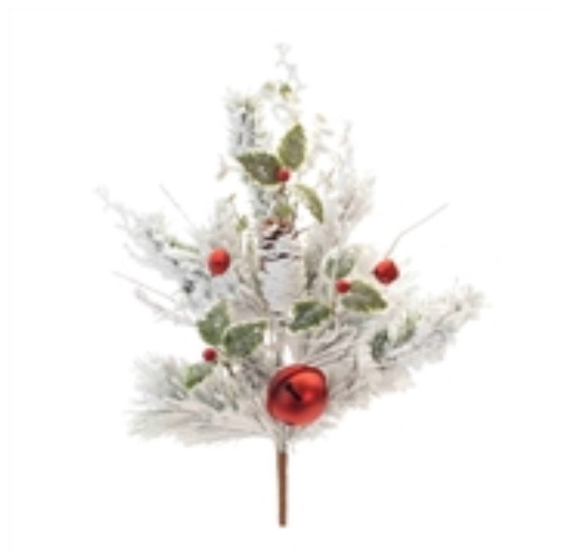 Flocked Pine Stem W/Red Bells