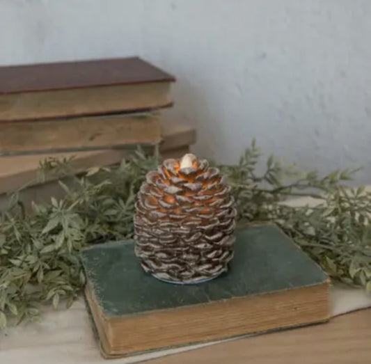 4.25” Moving Flame Pinecone Candle