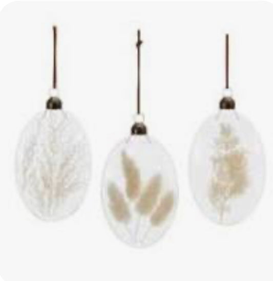 Natural Dried Floral Glass Ornament