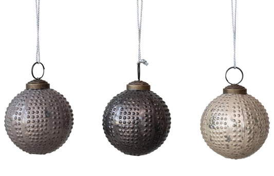 3” Glass Hobnail Ball Ornament