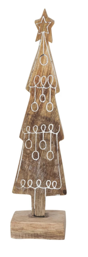 Hand-Carved Mango Wood Tree w/Star & Design