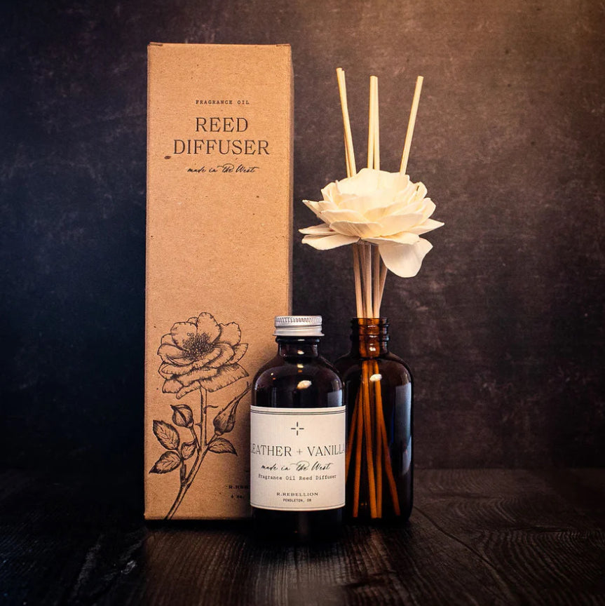 Leather + Vanilla Reed Diffuser