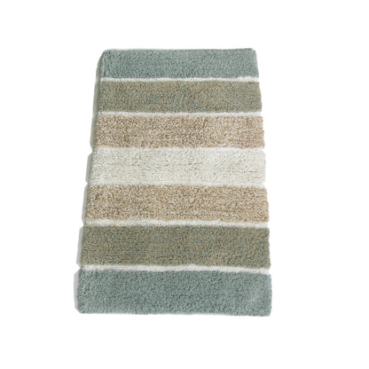 Cordural Stripe Bath Rug cotton 21''x34''-Grey-Beige