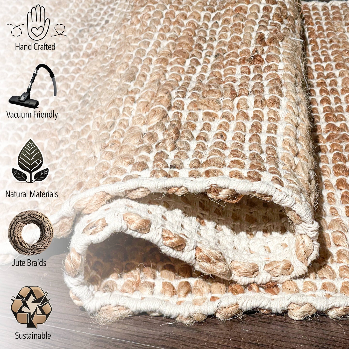 Monterey Jute/Cotton Runner Rug-Natural Jute/Ivory-2'x5'