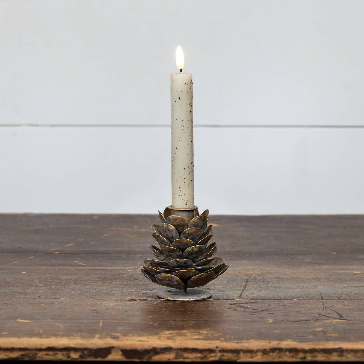 BRONZE PINECONE TAPER CANDLE HOLDER