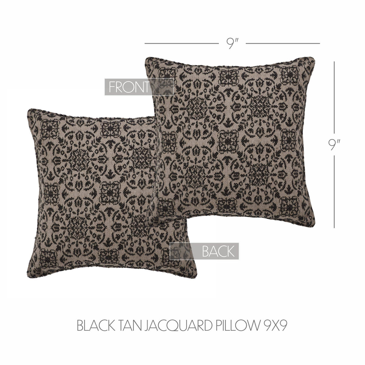 Black Tan Jacquard Throw Pillow 9x9 – Custom House