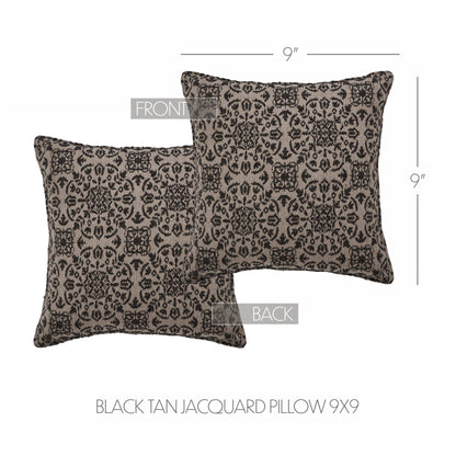 Black Tan Jacquard Throw Pillow 9x9 – Custom House