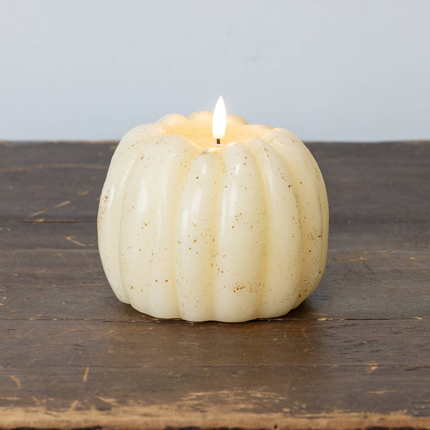 5" CREAM 3D FLAME PUMPKIN CANDLE
