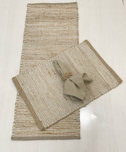 OMBRE TABLE RUNNER, NATURAL JUTE-IVORY, 13''x48''.
