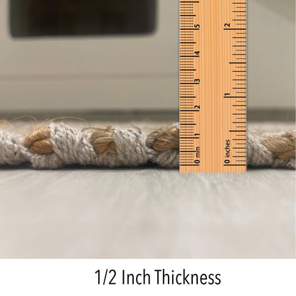 BRAIDED JUTE RUG, NATURAL JUTE-IVORY, 2'x3'