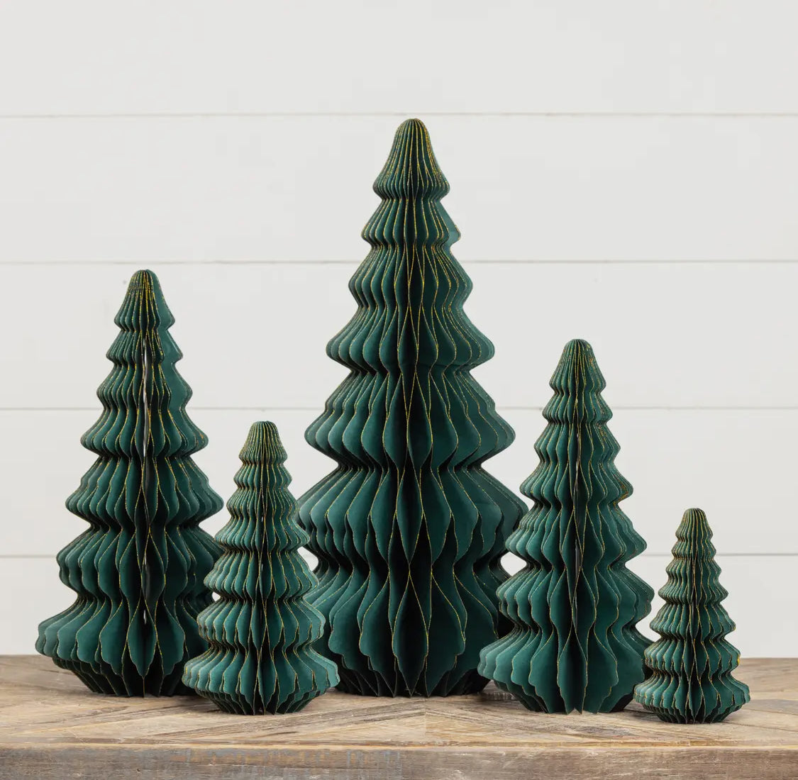 20.5” Emerald Green w/Gold Trim Paper Tree