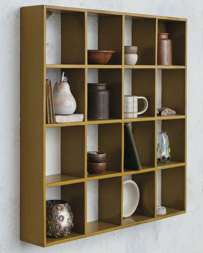 Reclaimed Mustard Wood Wall Shelf