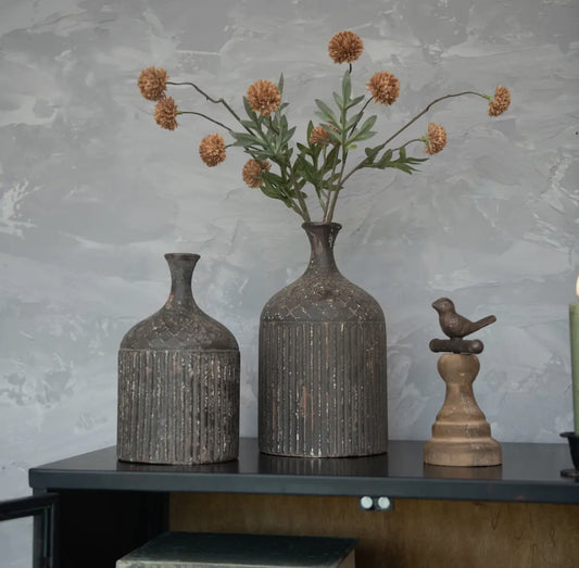 10”H Textured Metal Vase- Lg