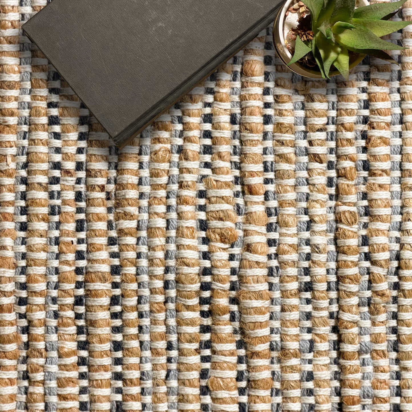 Jute Chindi Rug-Natural Jute-Greys, 5'x7'.