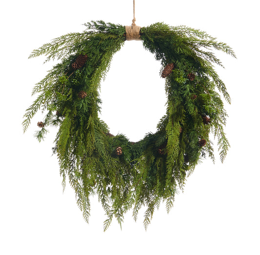 27” Cedar And Mini Pinecone Wreath