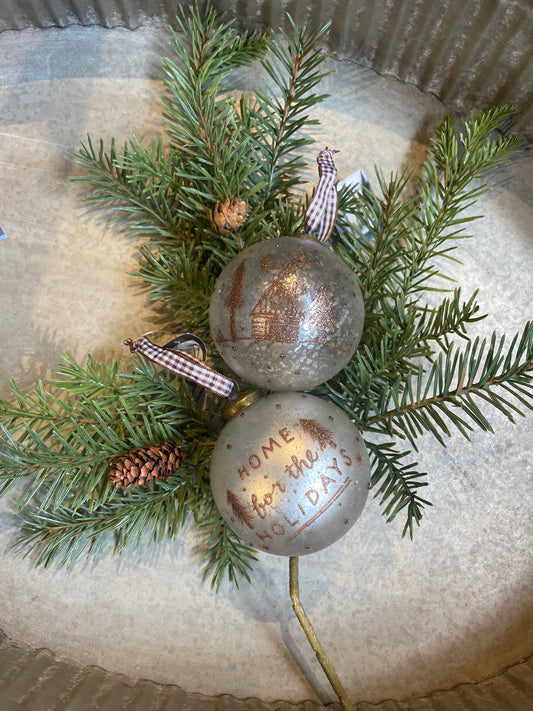 Mercury Ball Ornament w/Gold Accent-2Asst.