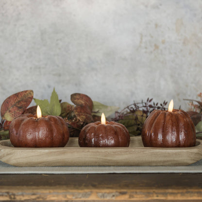 3.5" BRONZE 3D FLAME SHORT PUMPKIN CANDLE