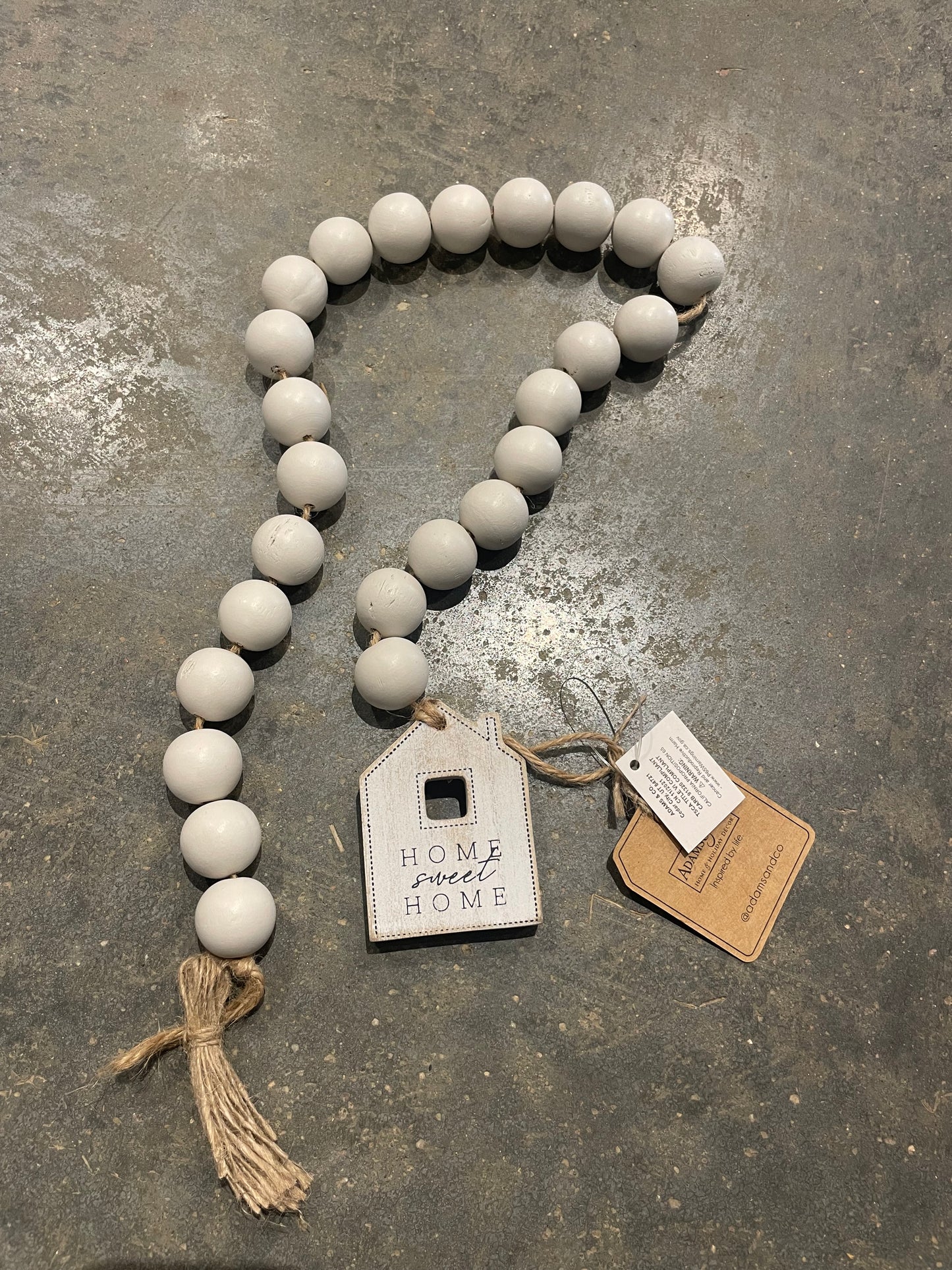 Wood Bead Garland w/Home Sweet Home House