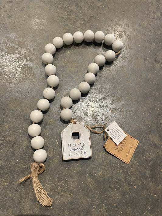 Wood Bead Garland w/Home Sweet Home House
