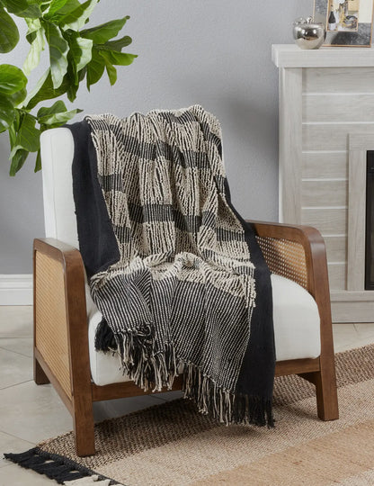 Black & White Striped Throw Blanket